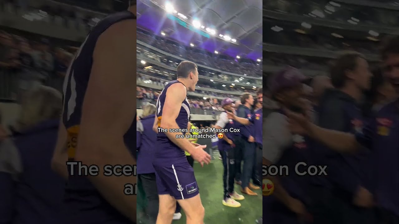 Vibes were HIGH for Mason Cox 🇺🇸 #afl #footy